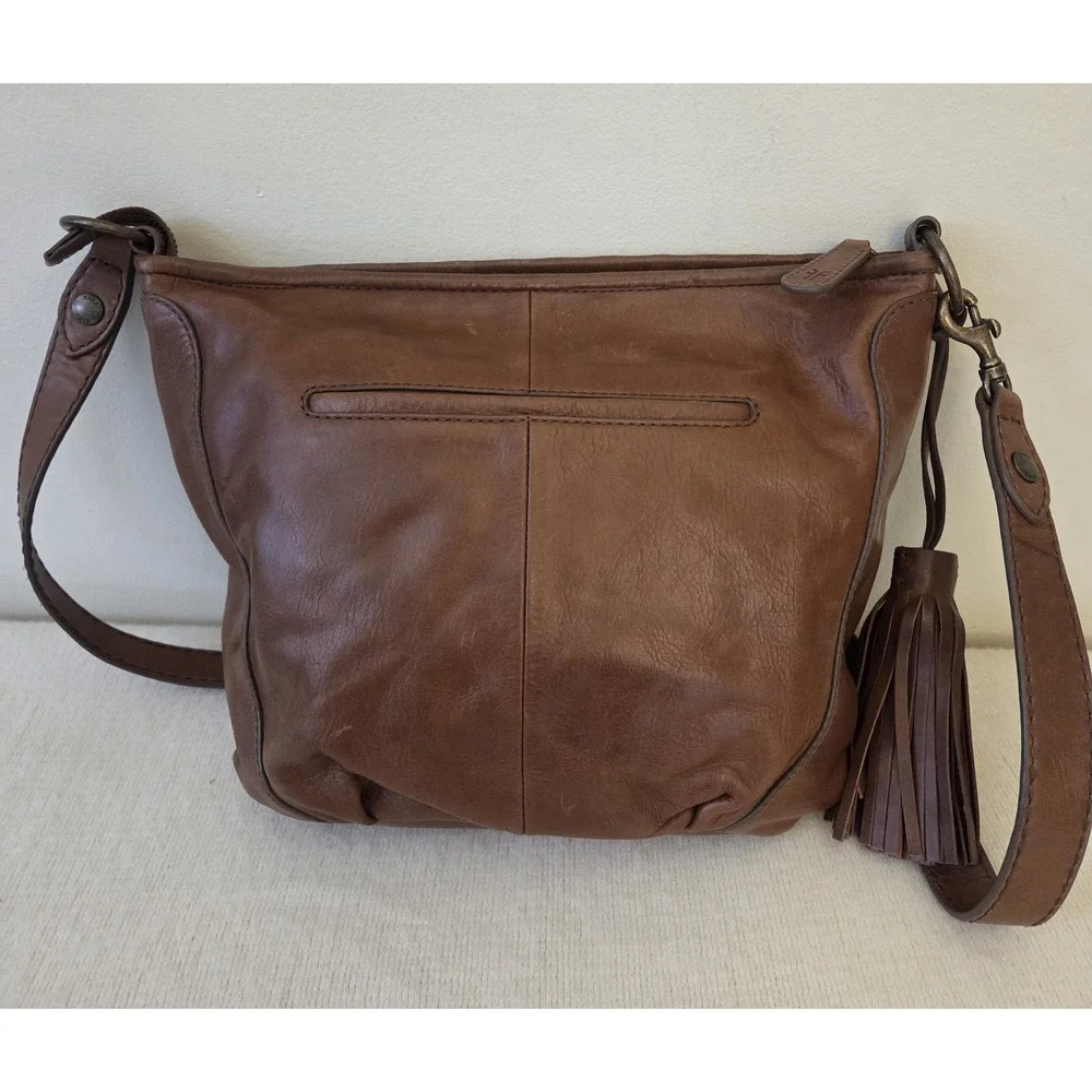 Frye New‎ Oriana Cognac Brown Woven Leather Hobo Shoulder Bag Long Tassel